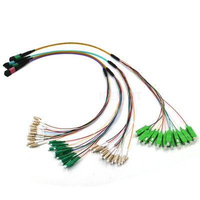 FTTH Trunk LSZH G657A Fiber Optical Patch Cord OM3 OM4 MPO MTP To LC