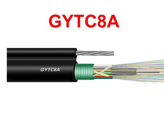 GYTC8A Outdoor Fiber Optic Armoured Cable Steel Wire Self Sustainment Black 8.0*1.0mm