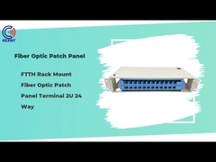 FTTH Rack Fiber Patch Panel , Terminal 2U 24 Way Cat6 Patch Panel Splice Tray
