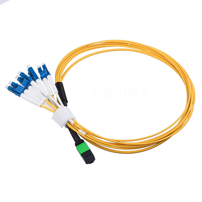 Yellow 8 Core MPO MTP to 4 LC Duplex SM Fiber Optic Patch Cord KEXINT FTTH / FTTX
