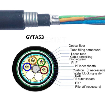 GYTA53 2-144 Cores Fiber Optical Cable KEXINT FTTH G.652D Multitube Armored Stranded
