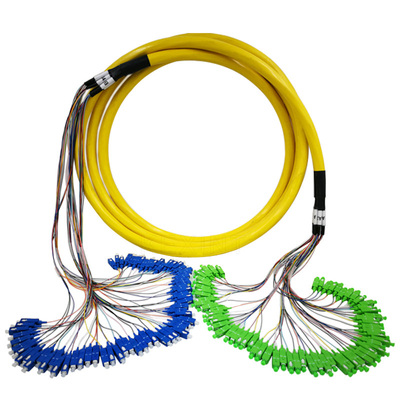 FTTH 64 Cores Unitube Yellow Fiber Patch Cables With Different Connector