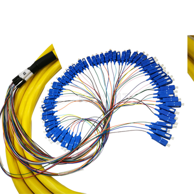 FTTH 64 Cores Unitube Yellow Fiber Patch Cables With Different Connector