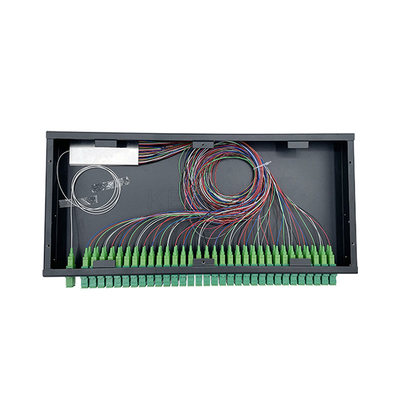 1U 19 Inch Rack Mount Fiber Optic PLC Splitter 1x64 SC APC Connector