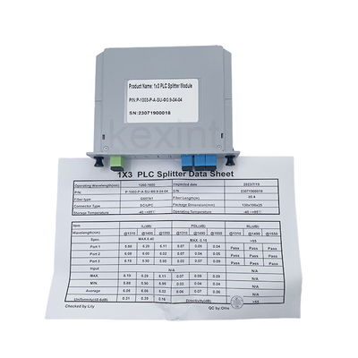 1x3 SC UPC LGX Single Mode Optical PLC Splitter Low Insertion Loss Small Size Card Type