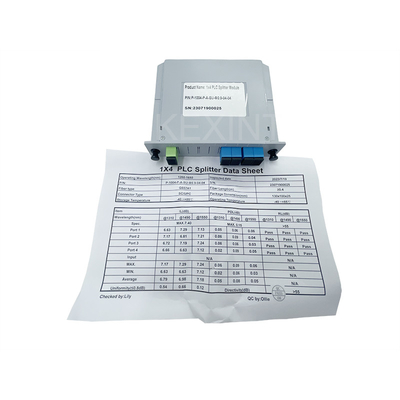 KEXINT FTTH LGX Card Type PLC Optical Splitters 1x4 SC UPC G657A1 Fiber Optic PLC Splitter