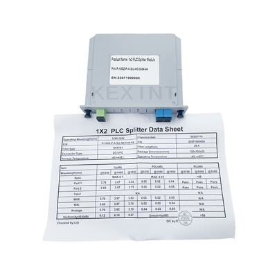 KEXINT 1x2 Fiber Optical PLC Splitter SC/UPC Single Mode G657A1 FTTH LGX Card Type