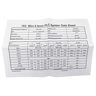 1x3 SC / UPC Fiber Optical Plc Splitter 1 M Length