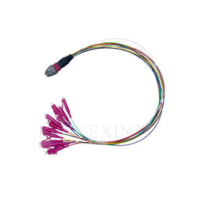 12 Cores Fiber Optic Trunk Cable Om4 Mtp/Pc Male - Lc/Upc Fanout 0.9mm 40cm