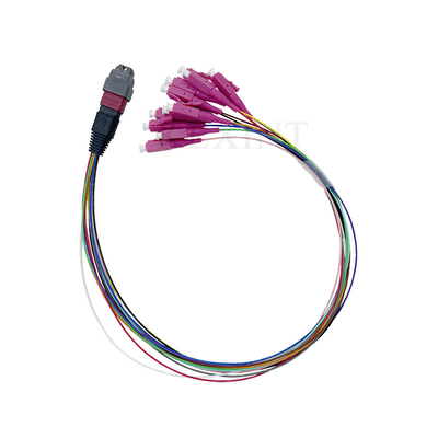 12 Cores Fiber Optic Trunk Cable Om4 Mtp/Pc Male - Lc/Upc Fanout 0.9mm 40cm