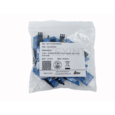 KEXINT ELiMENT MDC 3 Port Adapter Single Mode Blue With 3 Dust Plugs Match MDC Patch Cord