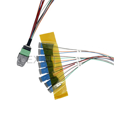KEXINT MTP (MPO) Female APC To MDC 16 Fiber Breakout Single Mode (9/125) Fiber Optic Patch Cord
