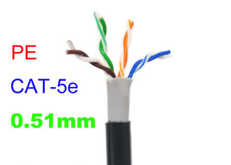 Outdoor Waterproof PE Cat5e Copper Cable , Shielded Lan Cable UTP 24AWG High Speed