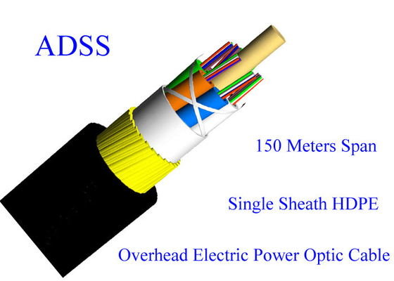 Overhead Electric Power ADSS Armored Fiber Optic Cable No Armoured Track Resistant Outer Sheath