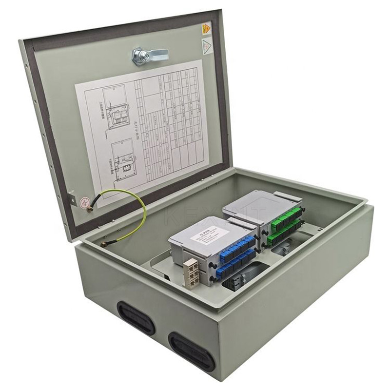 2 Pcs 1X16 PLC Splitter Fiber Optic Distribution Box , Metal Optical Fiber Junction Box