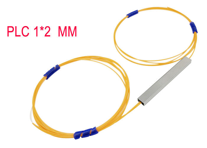 Multimode 1×2 Fiber Optic PLC Splitter 50/125 0.9 Hytrel Orange 850nm