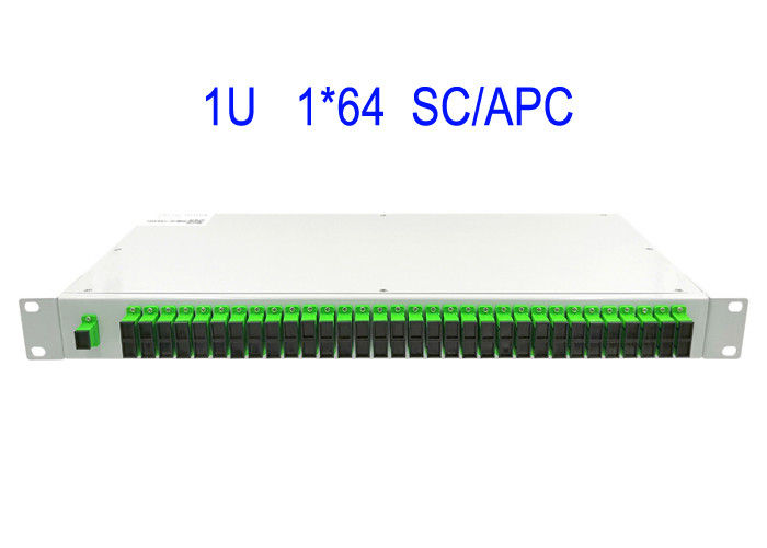 1U Rack Mount 1 × 64 SM Fiber Optic PLC Splitter SC/APC Box 19 Inches white
