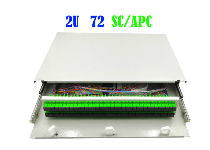 2U 72 Core Rack Rack Fiber Patch Panel Cable Termination 482mm X 240mm Hand Pull Type