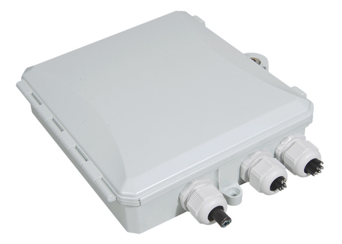 Indoor Wall Mount Fiber Optic Distribution Splitter Box 12 Cores Ip65 1 Inlet 2 Outlet